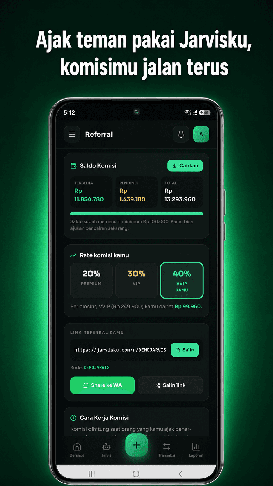 Screenshot Referral Jarvisku